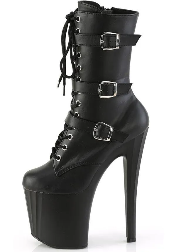 ENCHANT-1043 [Black Faux] | PLATFORM HEELS [PREORDER]