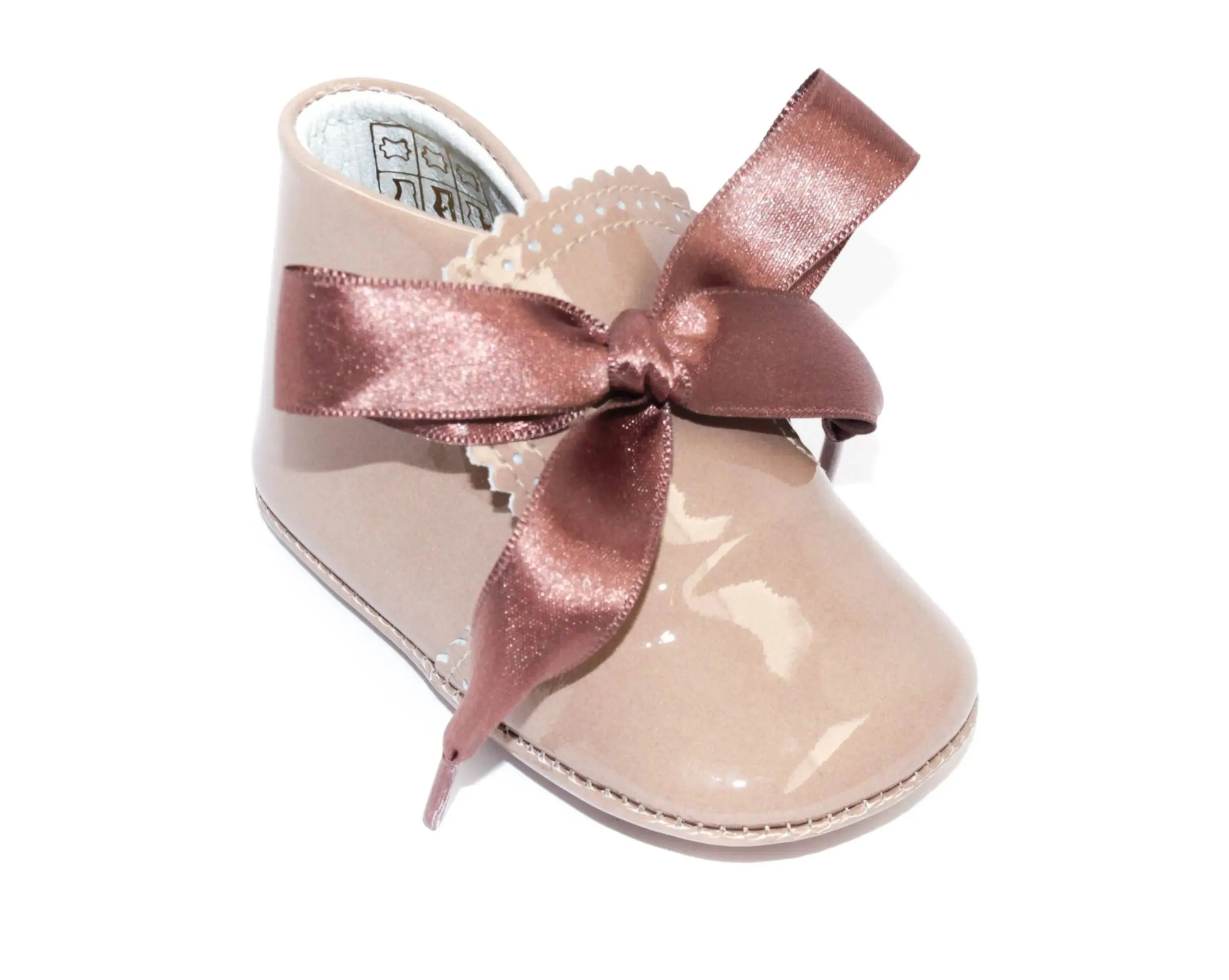 Estelle- Tan Patent Leather Baby Booties