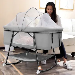 European Built-in Mosquito Net Foldable Baby Crib Infant Bed