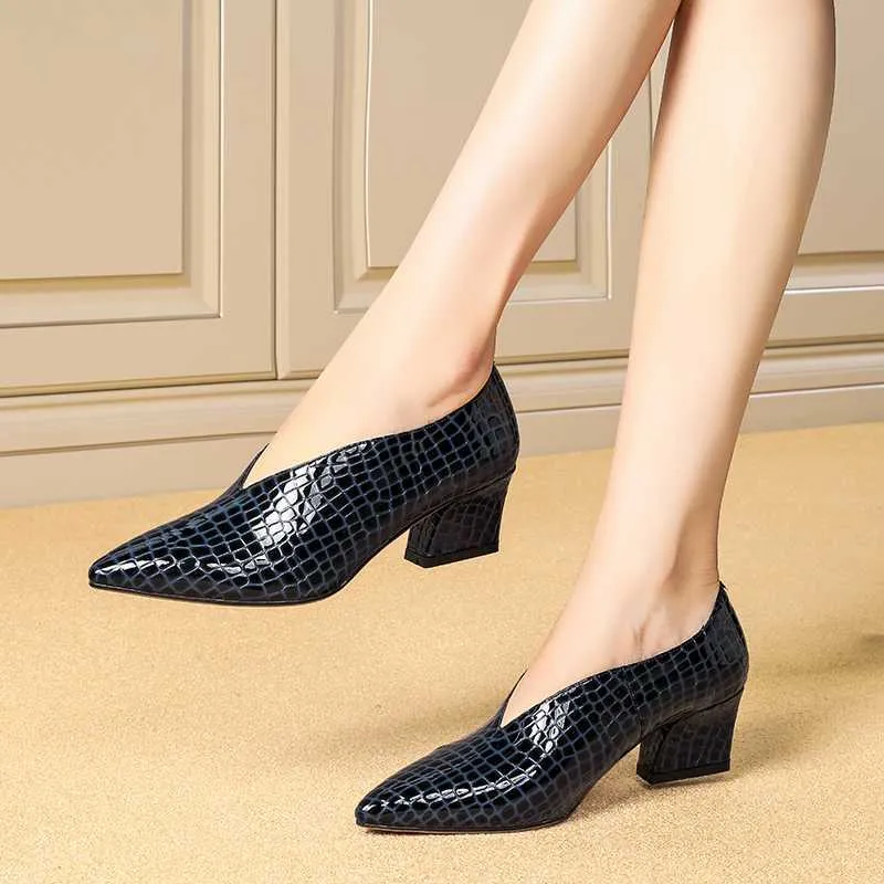 Exotic Alligator Block Heel Slip-On Loafers