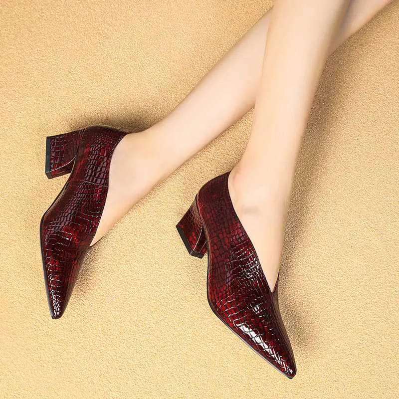 Exotic Alligator Block Heel Slip-On Loafers