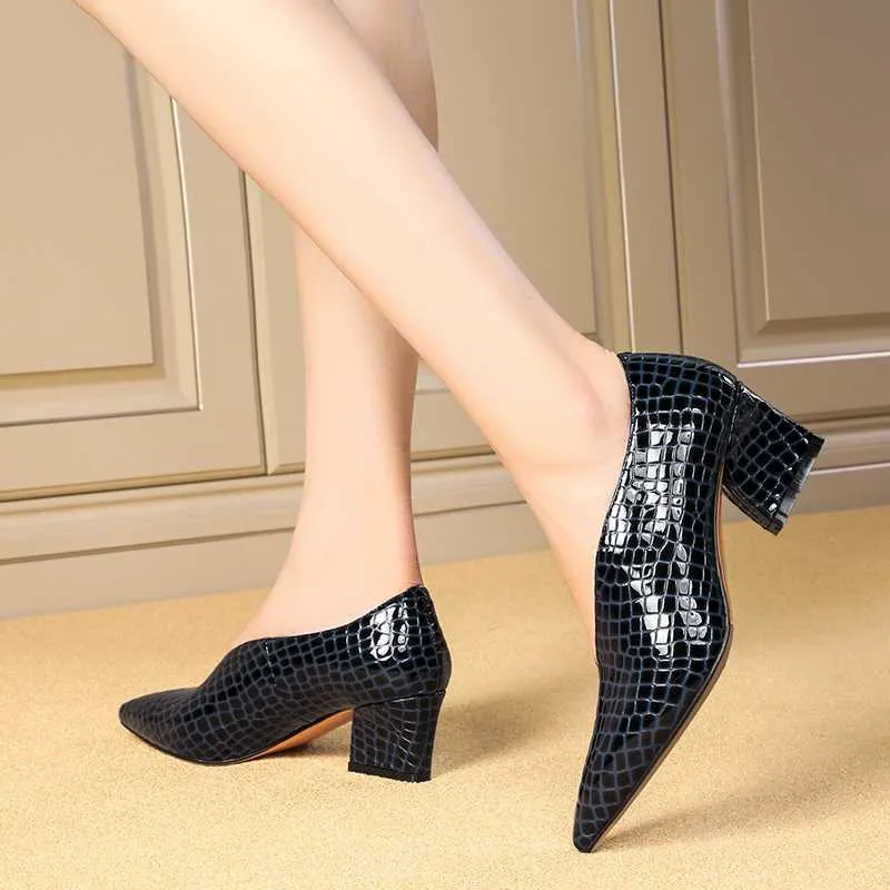 Exotic Alligator Block Heel Slip-On Loafers