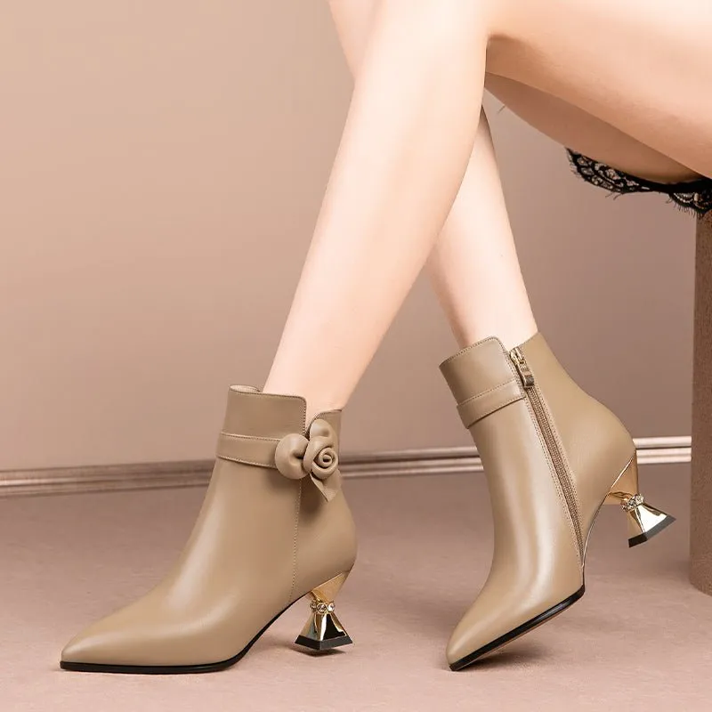 Exquisite Pointed Toe High Heeled Boots