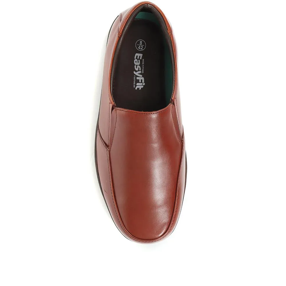 Extra Wide Fit Leather Slip On Shoes - DELNERO / 321 158