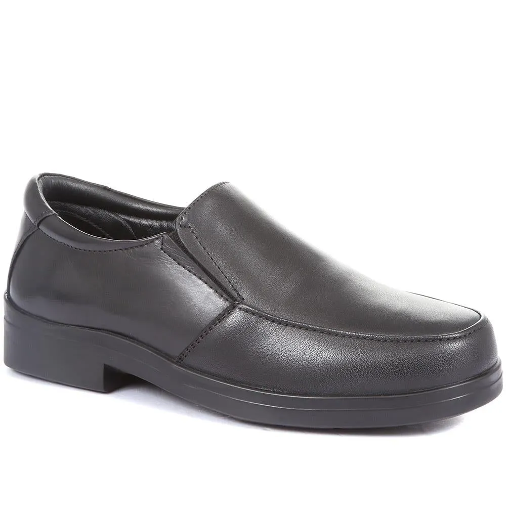 Extra Wide Fit Leather Slip On Shoes - DELNERO / 321 158