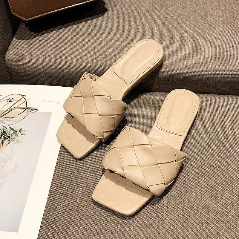 Flat woven mules