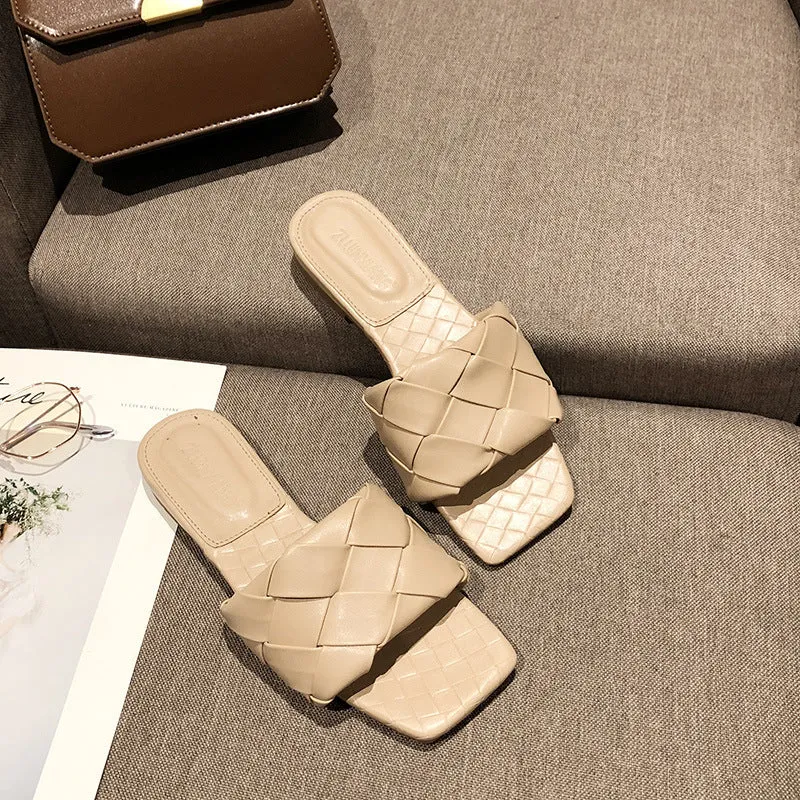 Flat woven mules