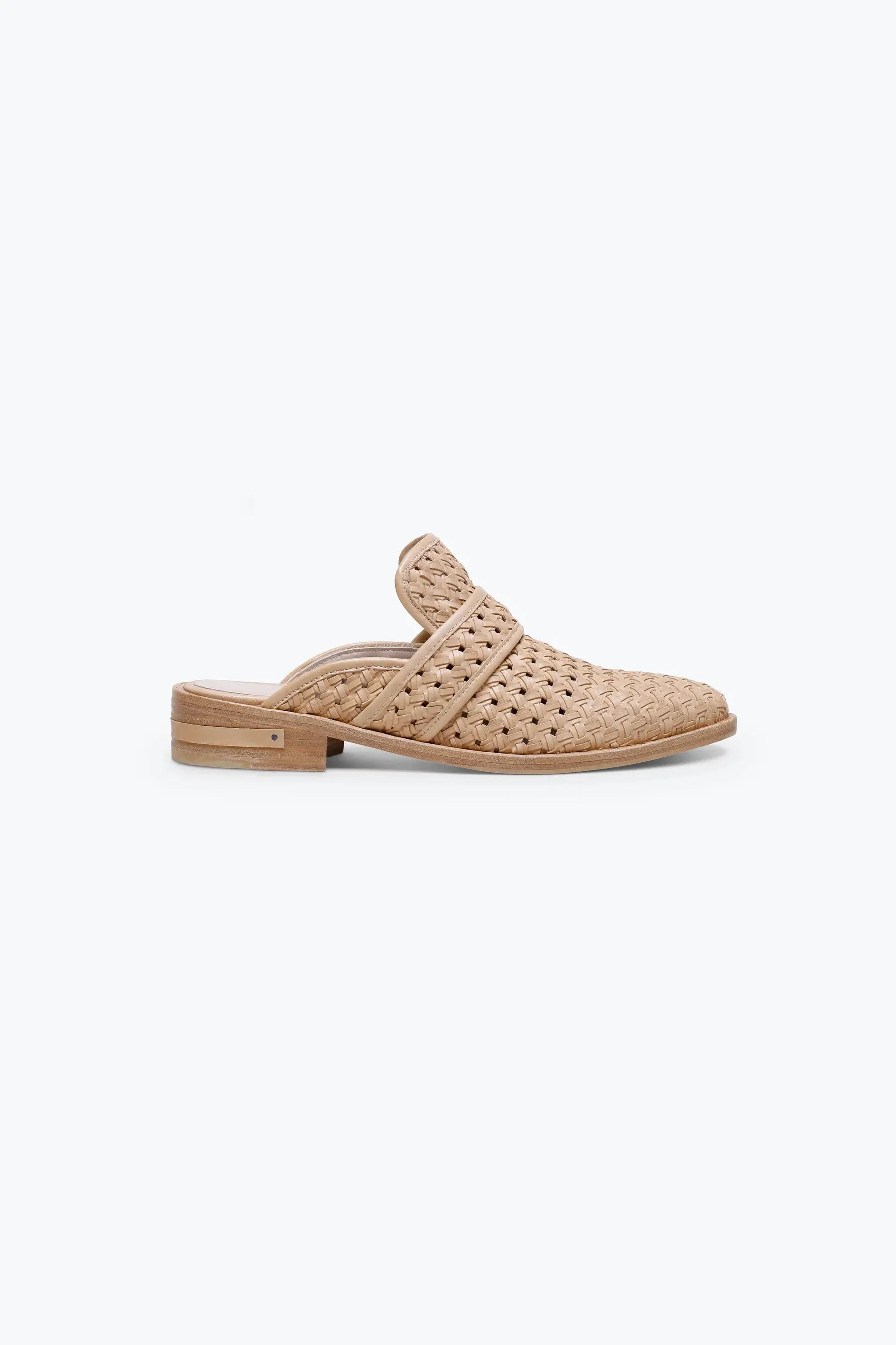 Freda Salvador Keen Mule in Nude Woven Calf