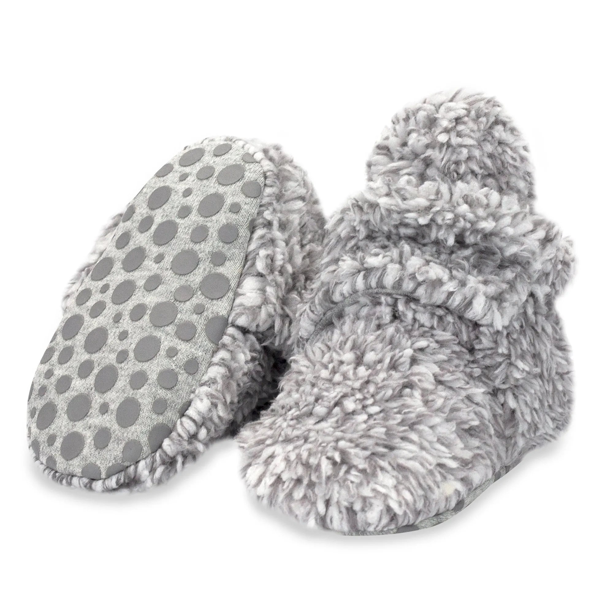 Furry Gripper Baby Bootie - Heather Gray