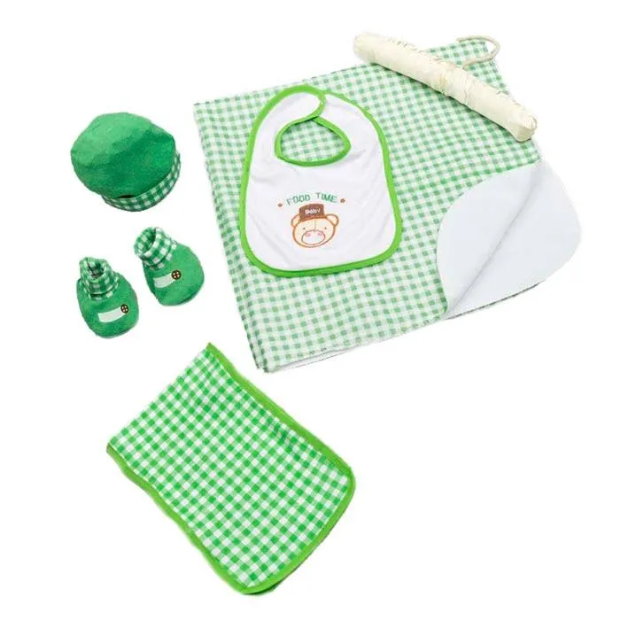 Gingham Blanket Gift Set (6pc) - Green