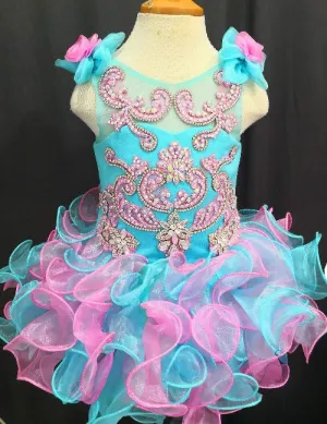 Glitz Lace Beaded Little Princess/Toddler/Infant Girl Cupcake Pageant Dress