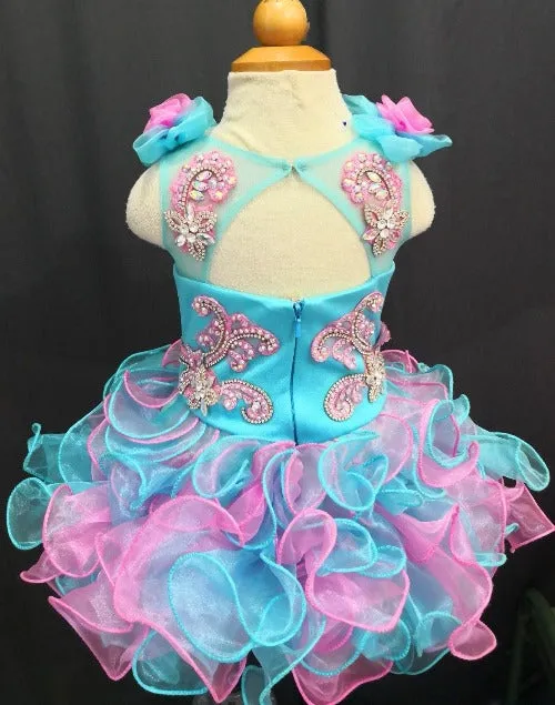 Glitz Lace Beaded Little Princess/Toddler/Infant Girl Cupcake Pageant Dress