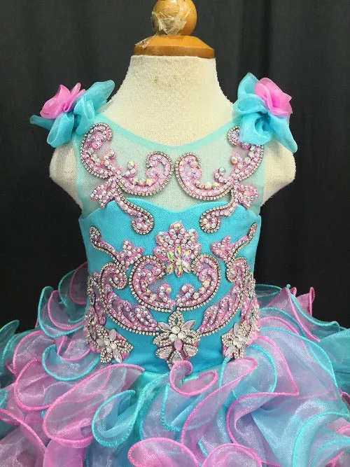 Glitz Lace Beaded Little Princess/Toddler/Infant Girl Cupcake Pageant Dress