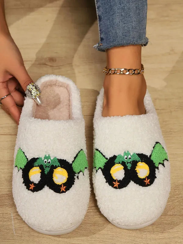 Halloween pattern home plush warm slippers