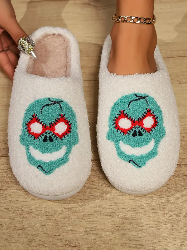 Halloween pattern home plush warm slippers