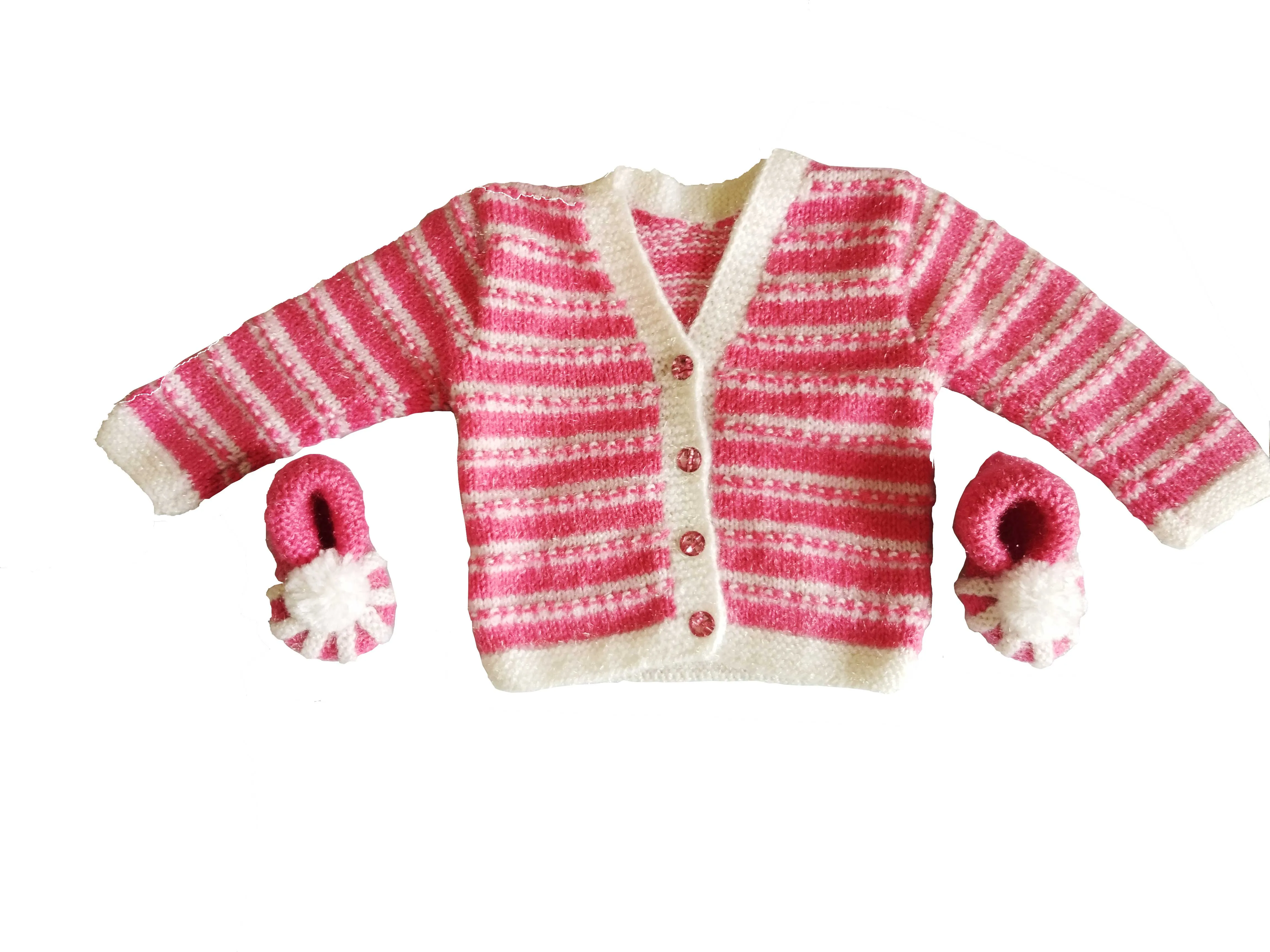 HandMade Woolen Knitted Sweater Set (2Pcs Suit) for New Born Babies (0-6 Months)