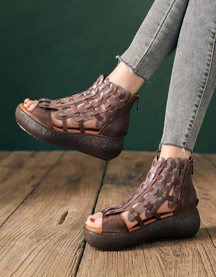 Handmade Woven Retro Leather Summer Sandals