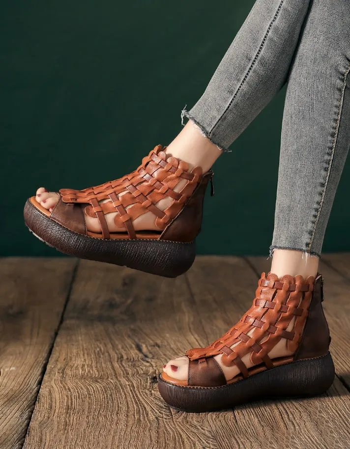 Handmade Woven Retro Leather Summer Sandals