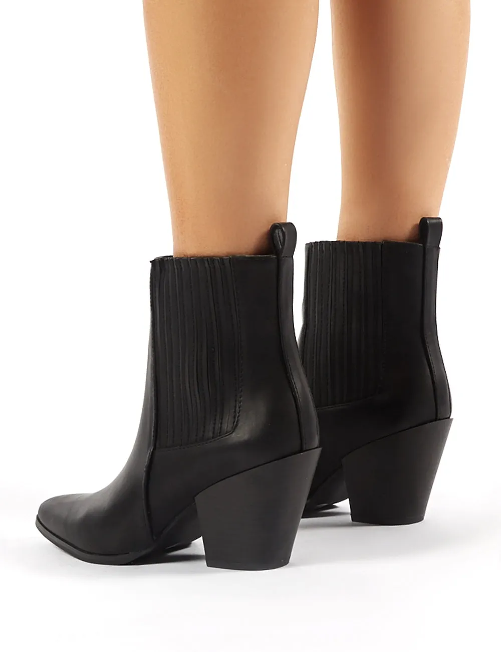 Hazy Black Block Heeled Ankle Boots