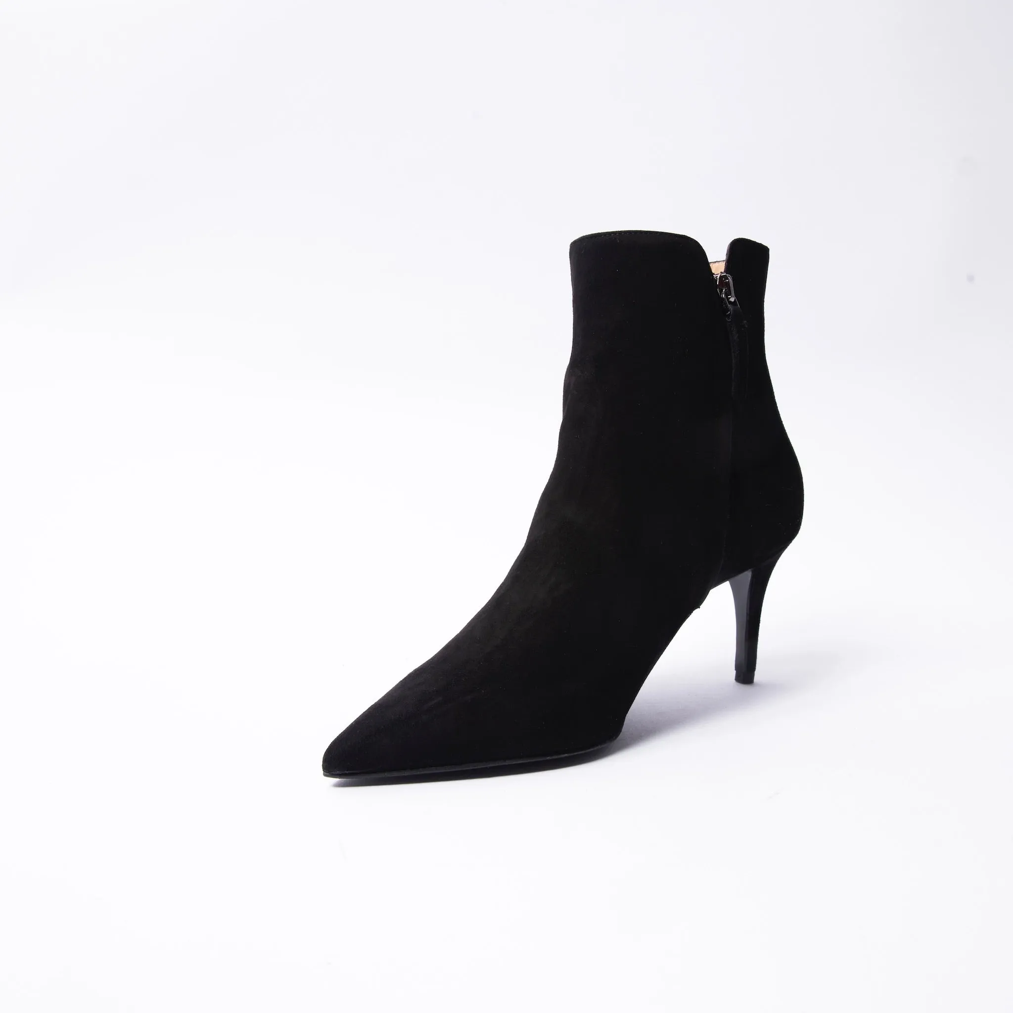 Heeled Booties in Black Suede