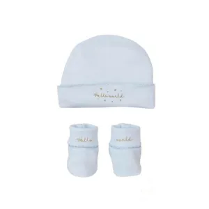 Hello World Pima Cotton Set X2, Blue