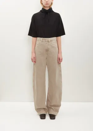 High Waisted Curved Pants — Denim Snow Beige