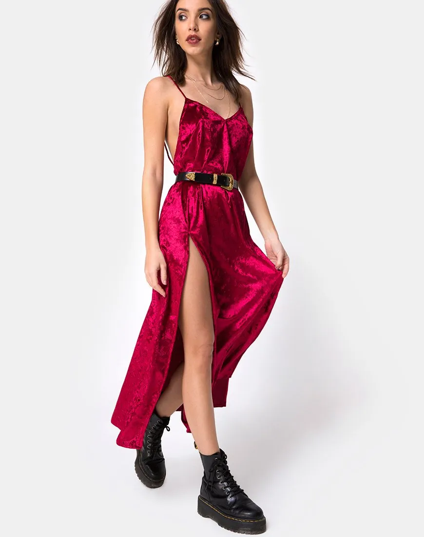 Hime Maxi Dress in Burgundy Velvet