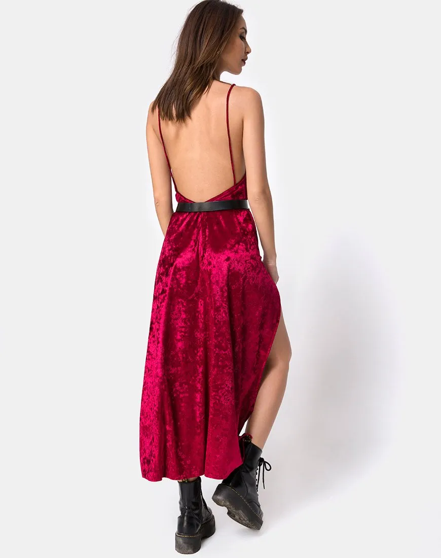 Hime Maxi Dress in Burgundy Velvet