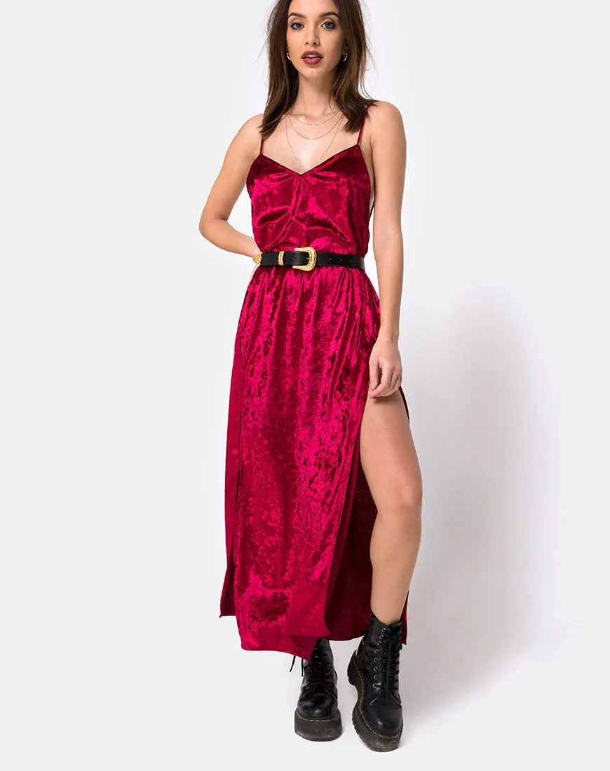 Hime Maxi Dress in Burgundy Velvet