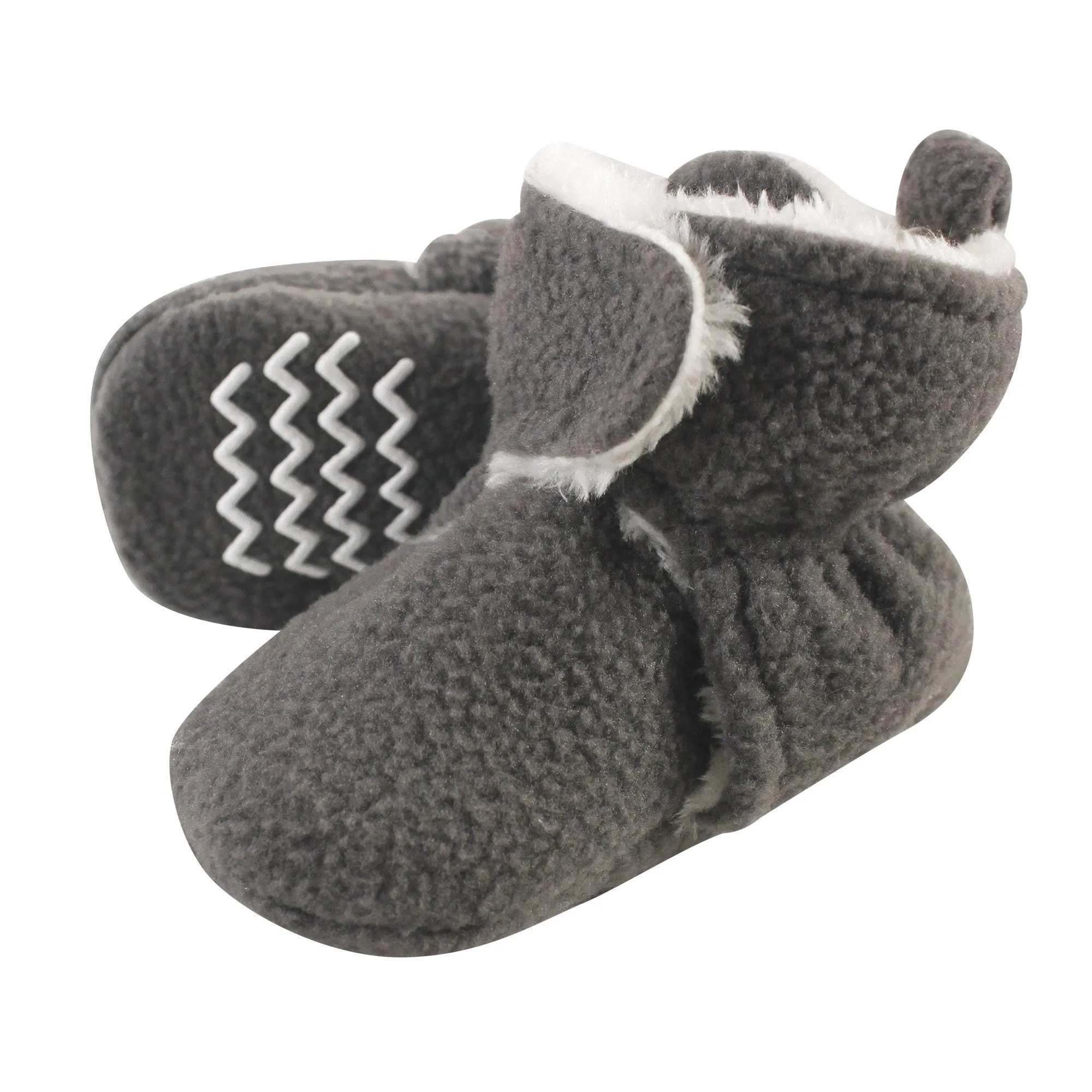 Hudson Baby Cozy Fleece and Sherpa Booties, Charcoal