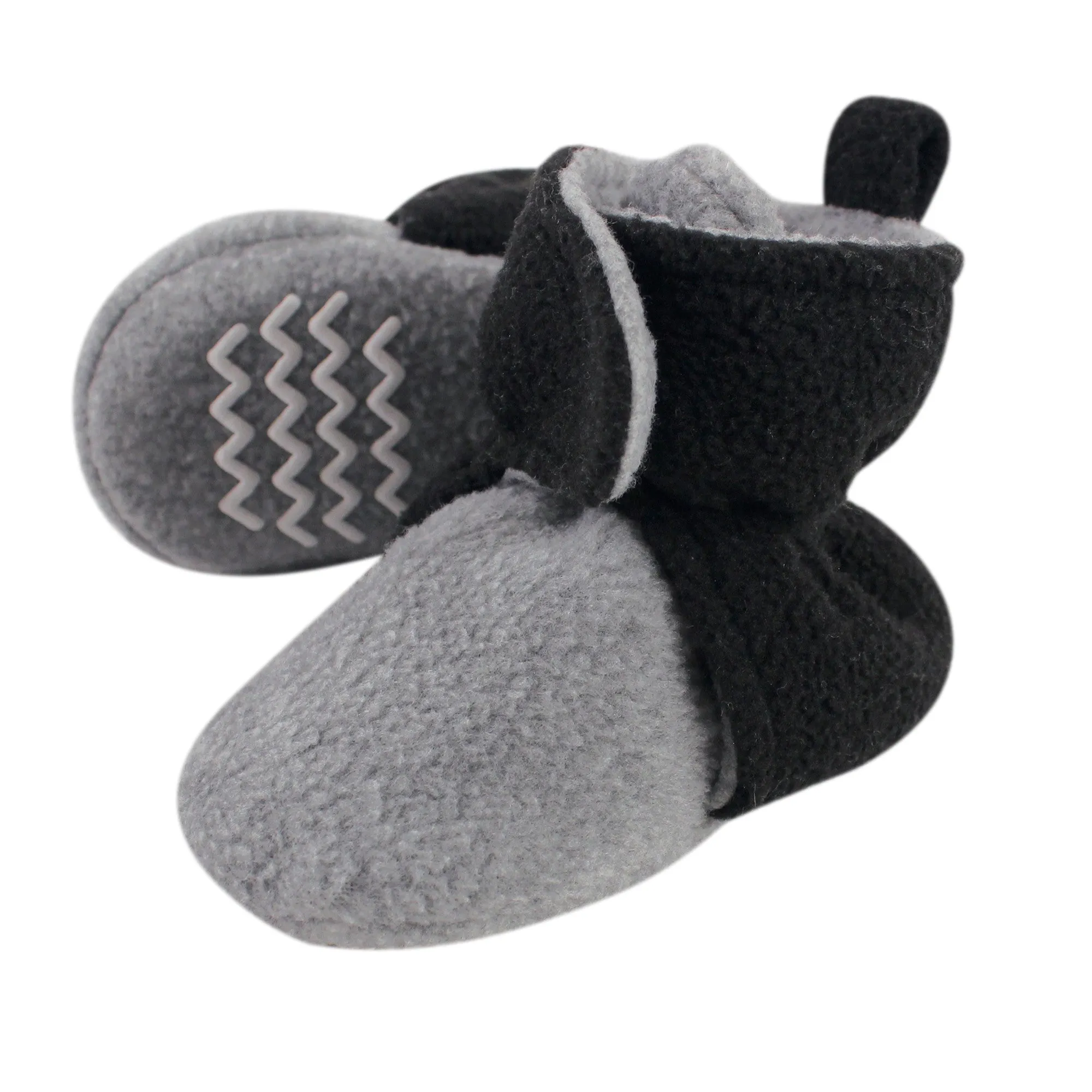 Hudson Baby Cozy Fleece Booties, Black Heather Gray