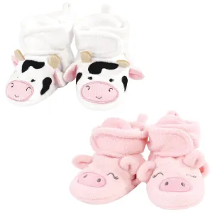 Hudson Baby Cozy Fleece Booties, Cow Pig