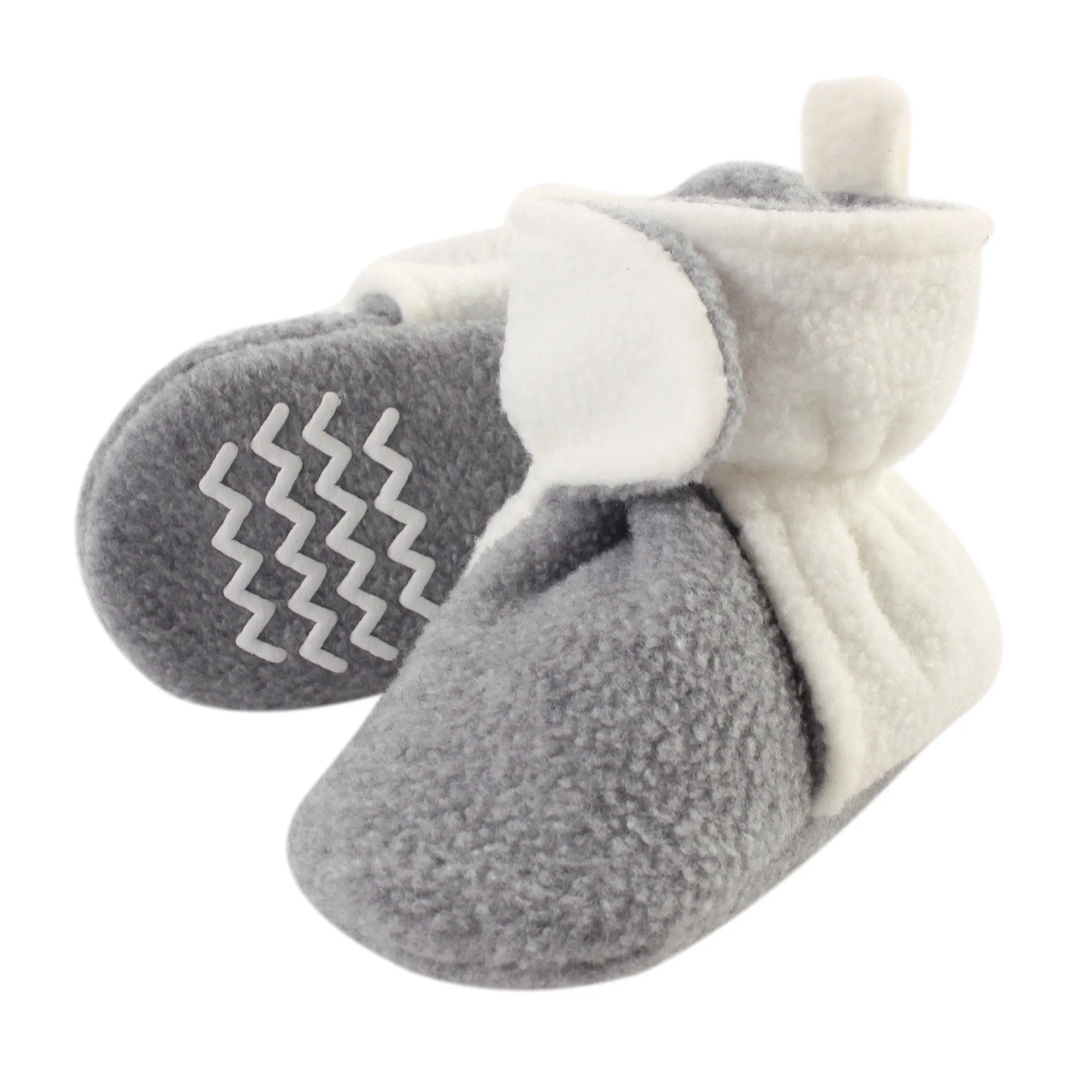 Hudson Baby Cozy Fleece Booties, Cream Heather Gray