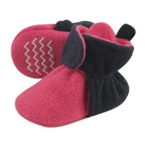 Hudson Baby Cozy Fleece Booties, Dark Pink Navy