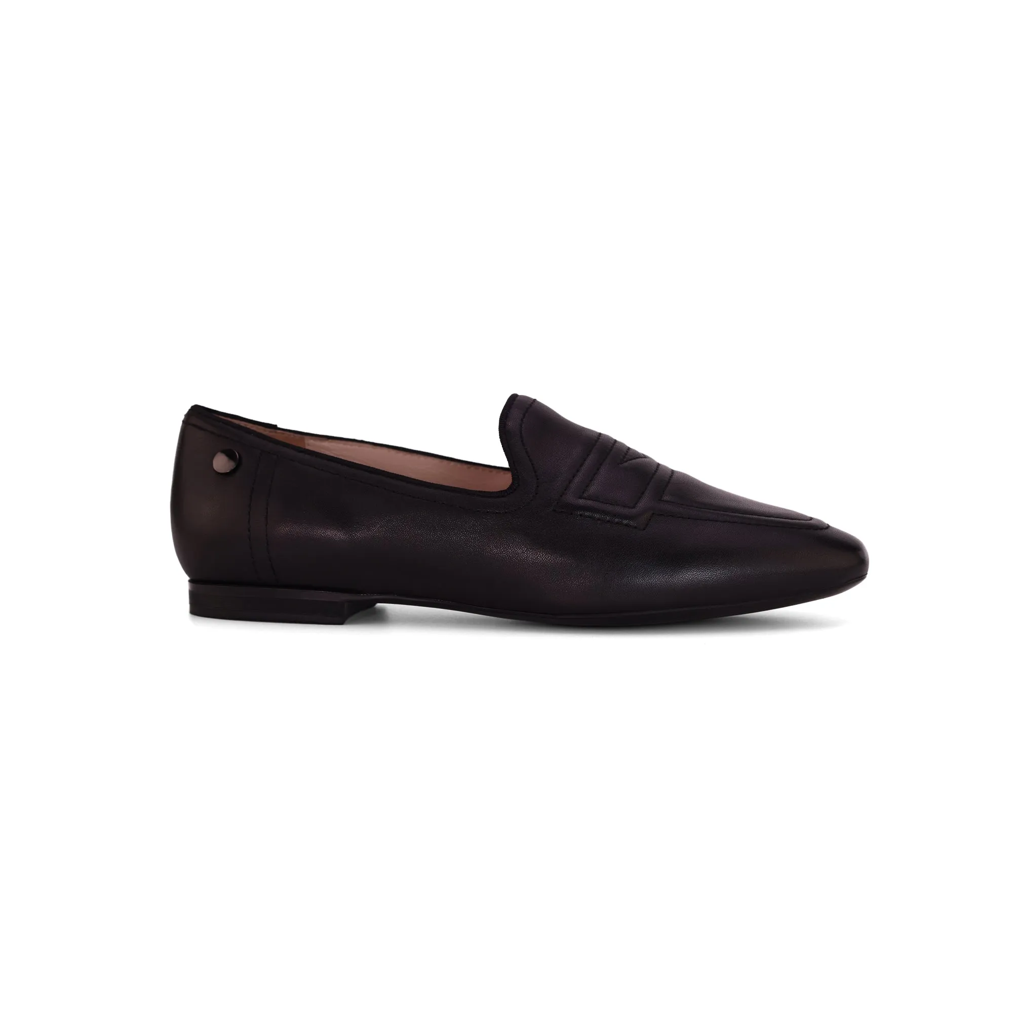 INCI  Black Sheepskin leather & Sheepskin lining- RUE-Women's Leather Loafer- Sleek Loafers Slip on Shoes-Casual Flat Shoes