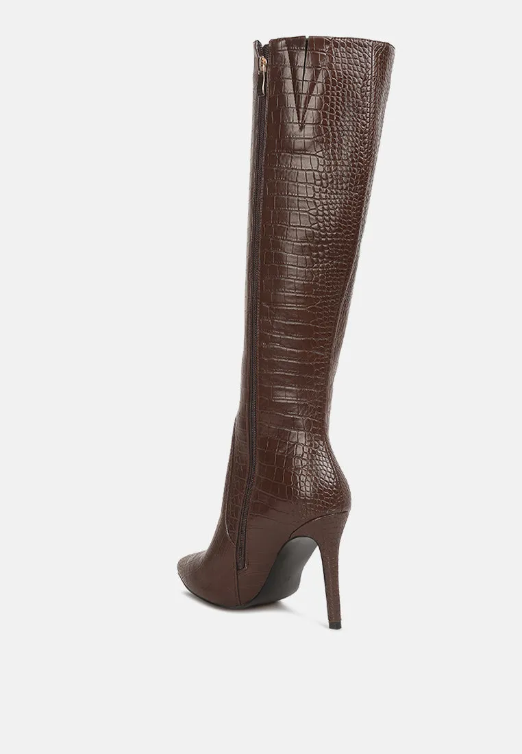 Indulgent High Heel Croc Calf Boots