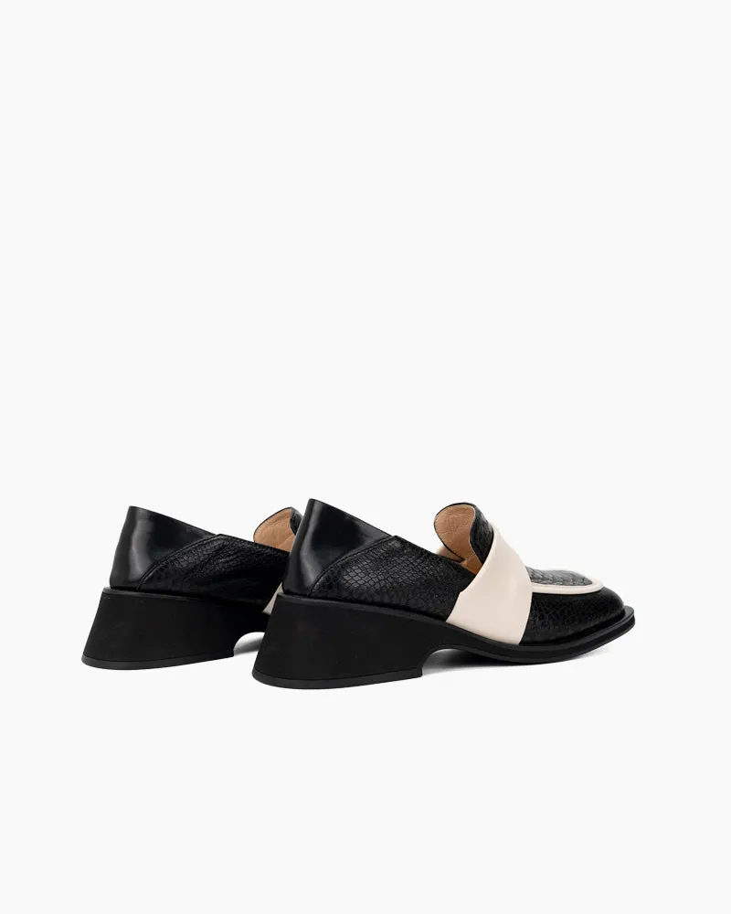 Irregular Square Toe Thick Heeled Retro Loafers