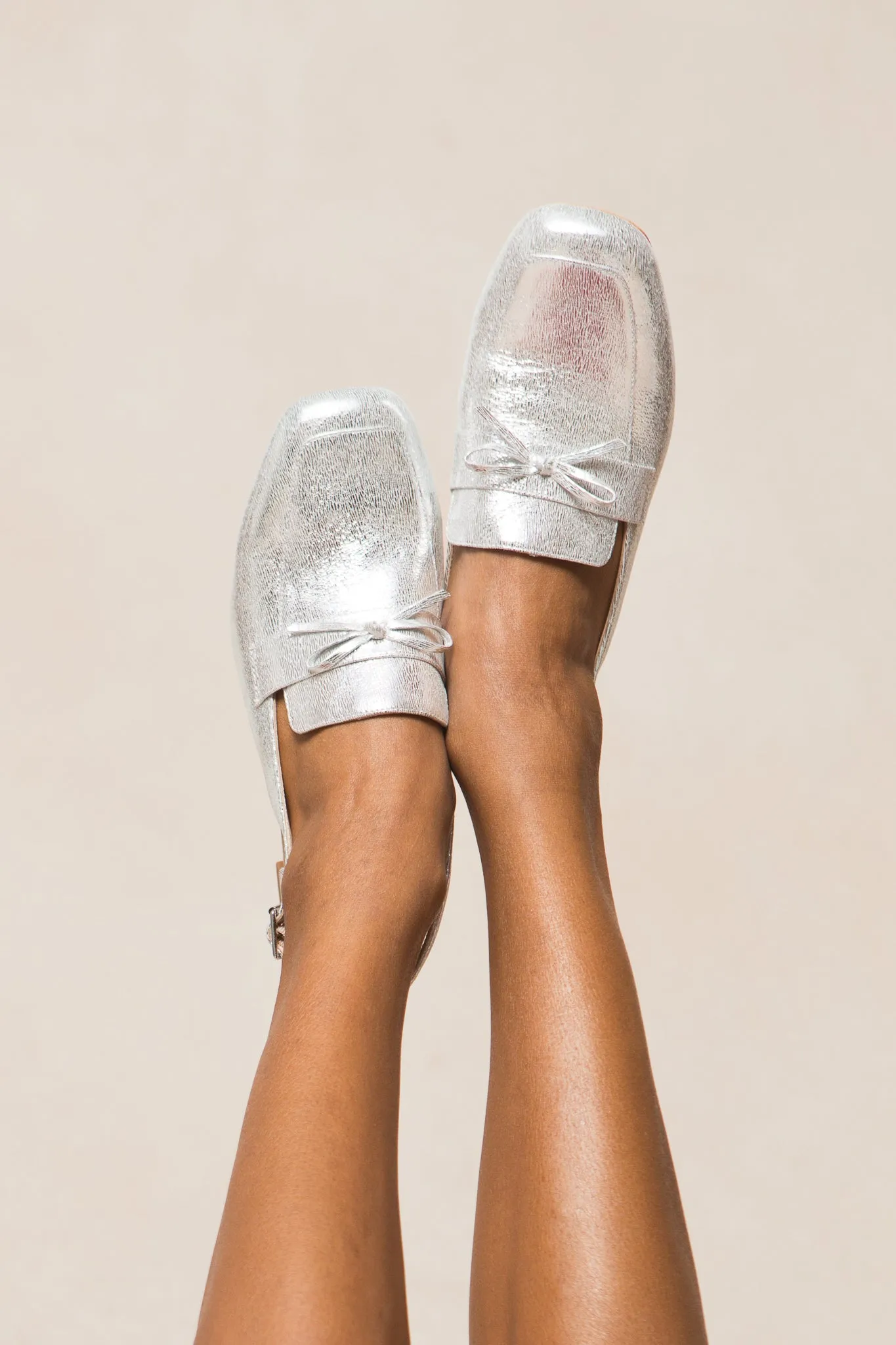 Ivy Bow Loafer in Silver - FINAL SALE