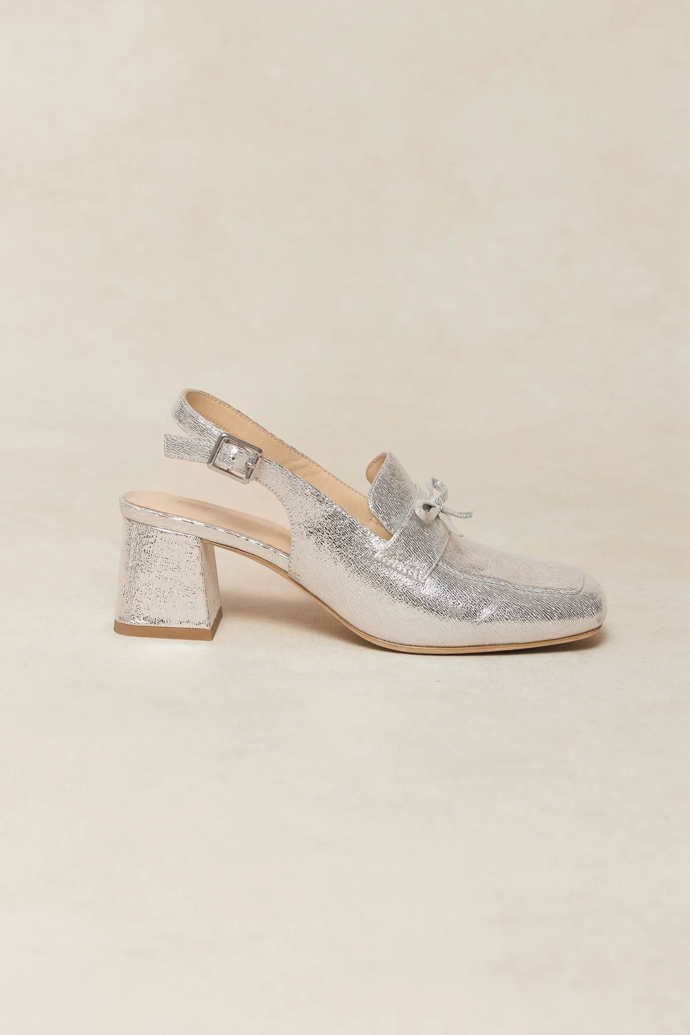 Ivy Bow Loafer in Silver - FINAL SALE