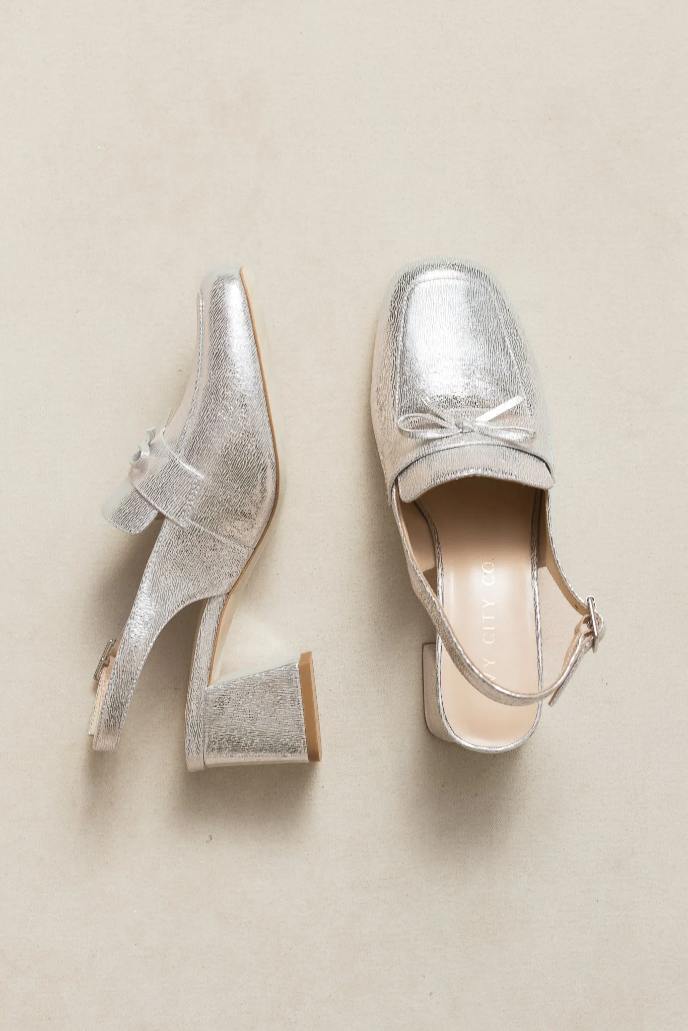 Ivy Bow Loafer in Silver - FINAL SALE