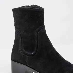 Jane Galland Black Suede Heeled Ankle Boots