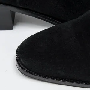 Jane Galland Black Suede Heeled Ankle Boots