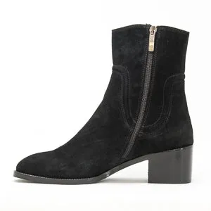 Jane Galland Black Suede Heeled Ankle Boots