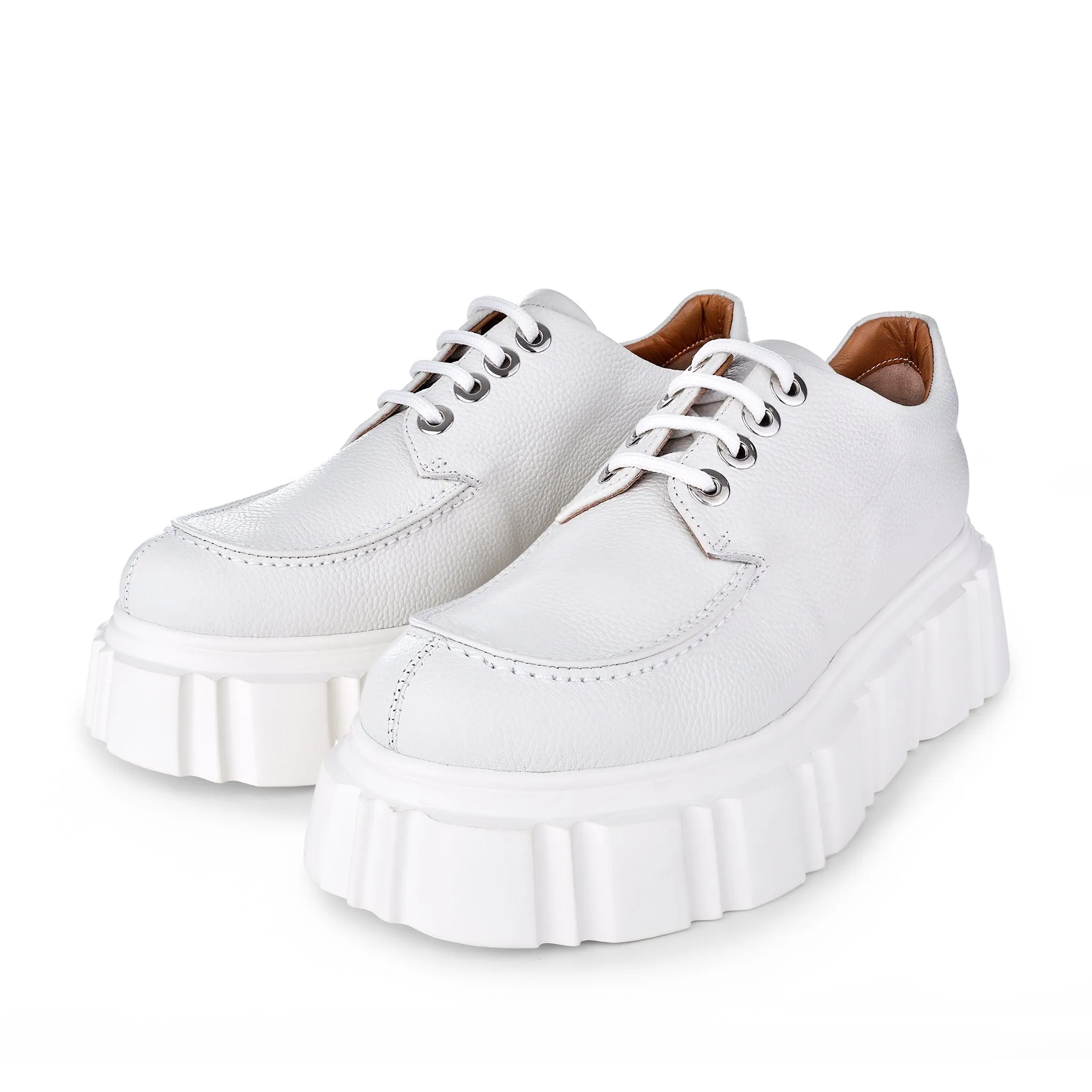 Jun Off White Lace-Up Loafers