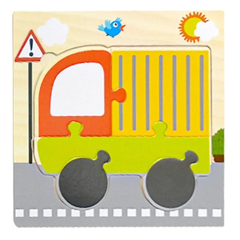 Kids Wooden 3D Puzzle  Toy Early Education Cartoon Animal Learning Jigsaw Puzzle Wood Toy For Children 2 to 4 Year old