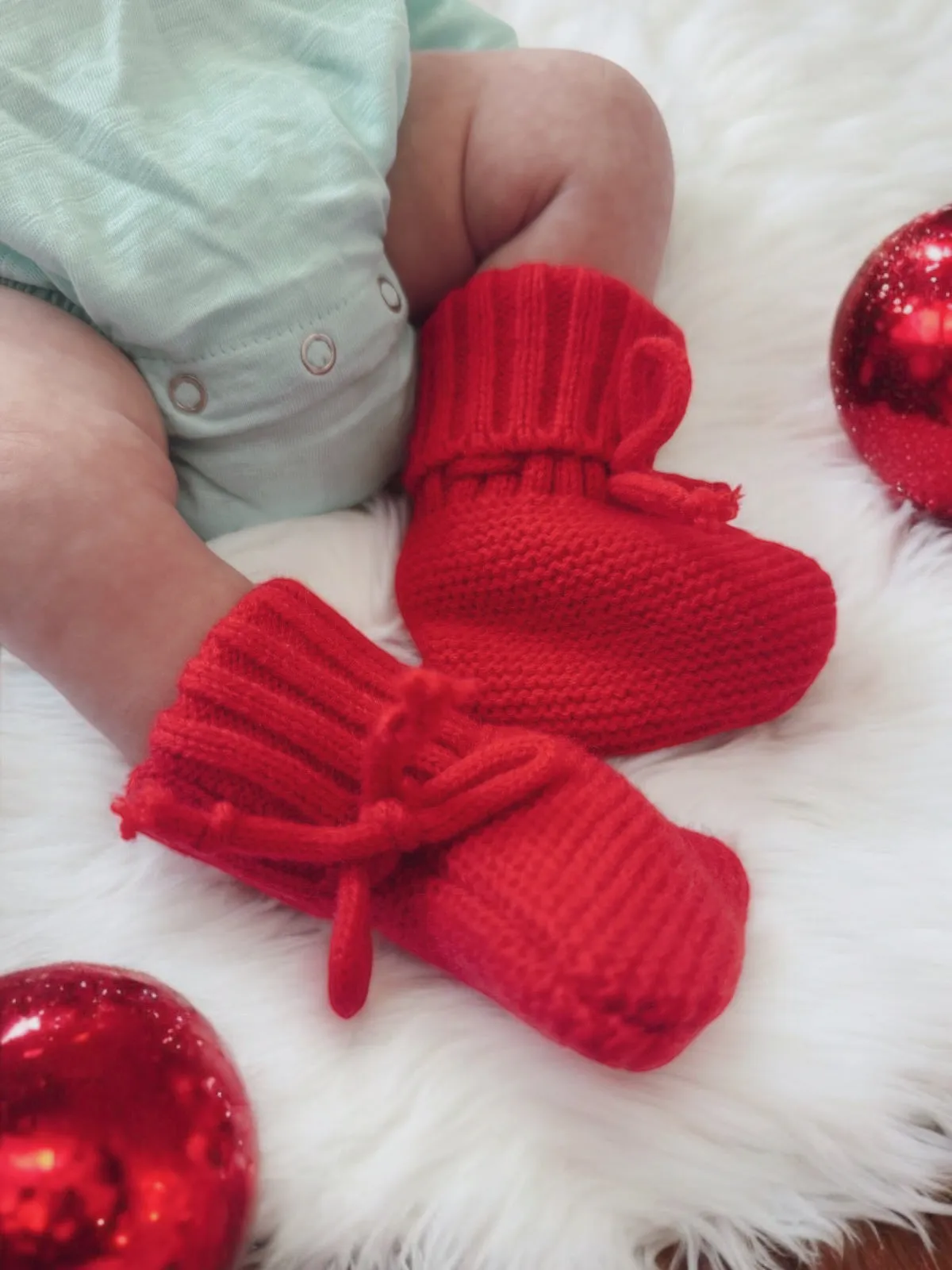 Knit Booties, Red