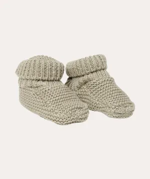 Knitted Baby Booties - Olive