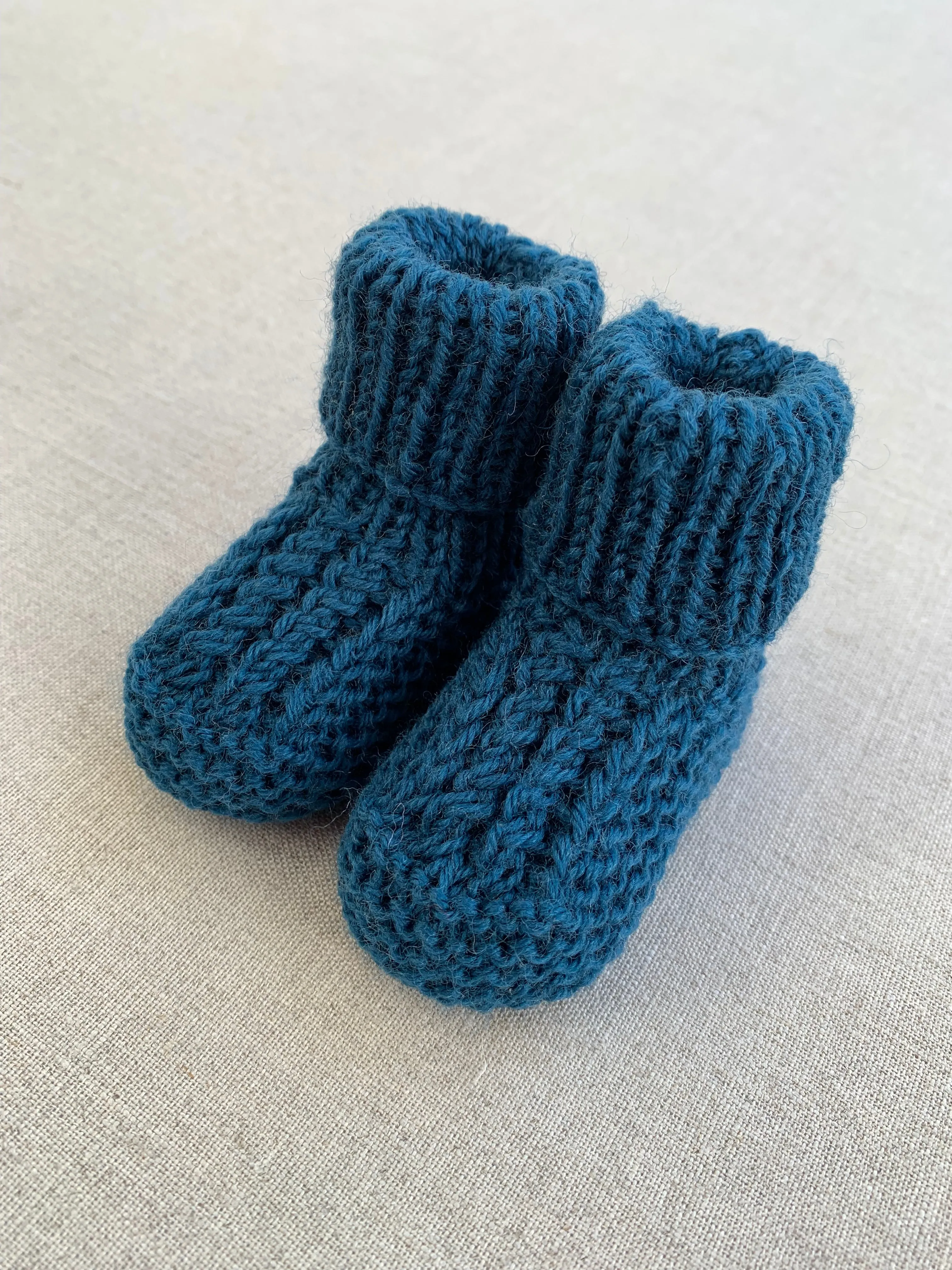 Knitted by Nana Cuffed Booties Coastal Blue