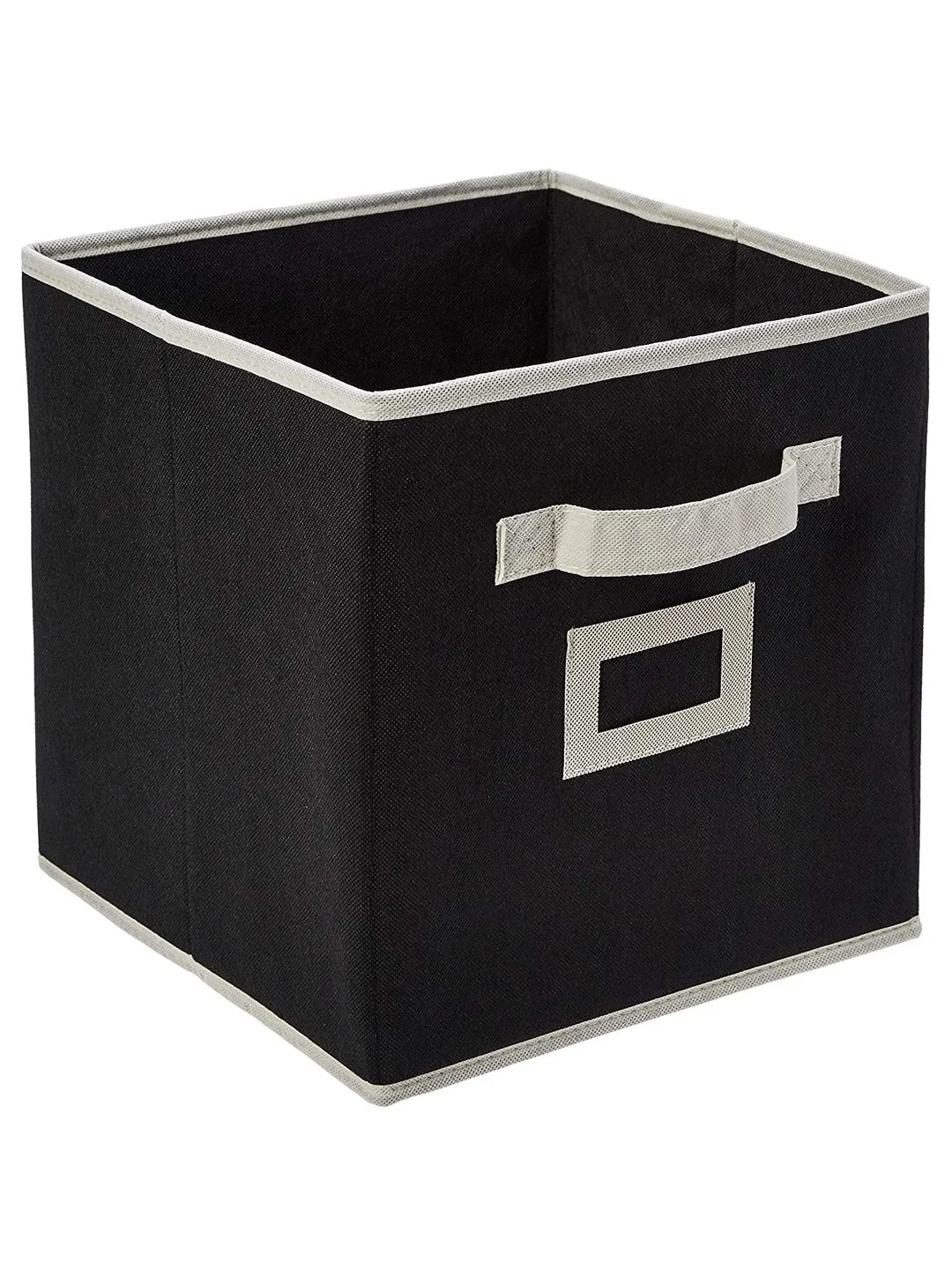 Kuber Industries Non Woven Fabric Foldable Storage Cube Box with Handle, (Extra Small, Black)-KUBMART1852