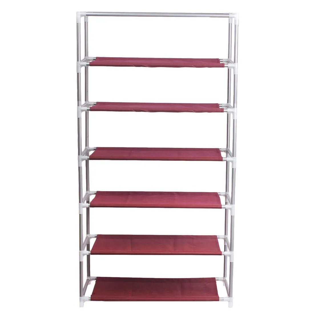 Kuber Industries Shoe Rack|Non-Woven 6 Shelves Shelf|Foldable Storage Rack Organizer for Shoe, Books-Pack of 6 (Maroon)